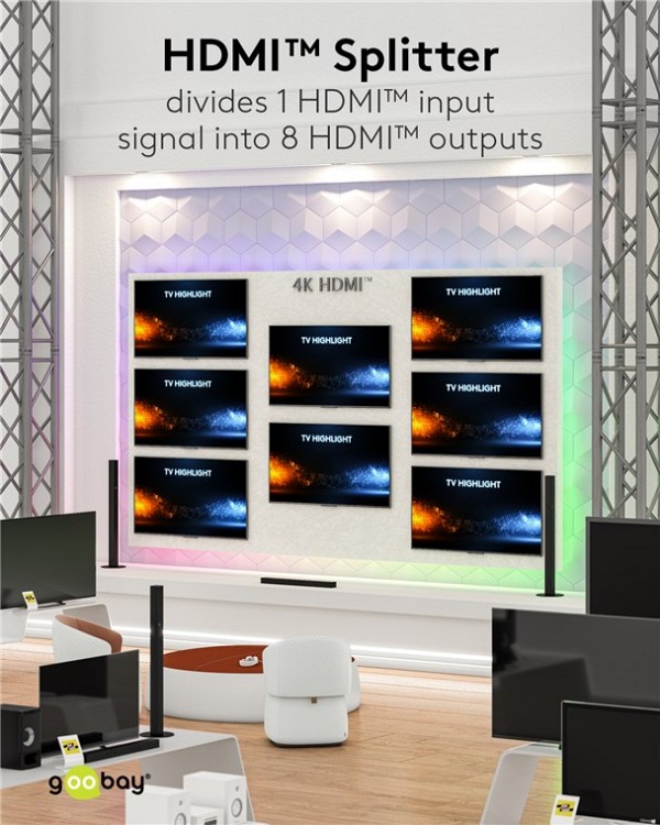 GOOBAY HDMI splitter 58484, 8 σε 1, 4K/60Hz, μαύρο 58484