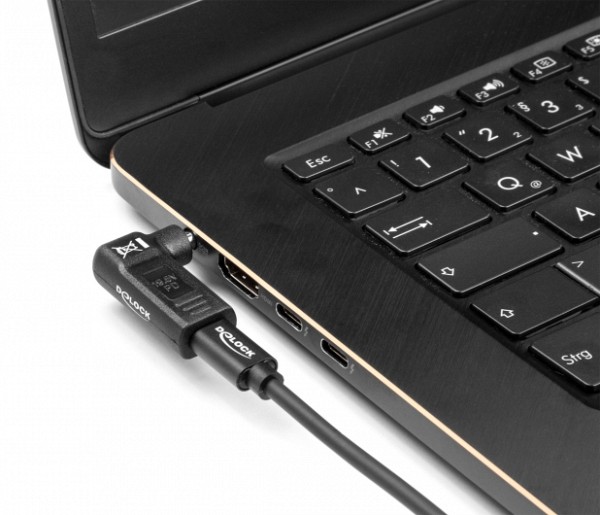 DELOCK αντάπτορας τροφοδοσίας 60004, USB-C σε HP 4.5x3mm, 90°, μαύρος 60004