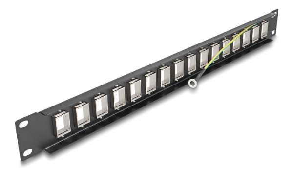 DELOCK Keystone patch panel 66758, 19/1U, 16x ports, μαύρο 66758