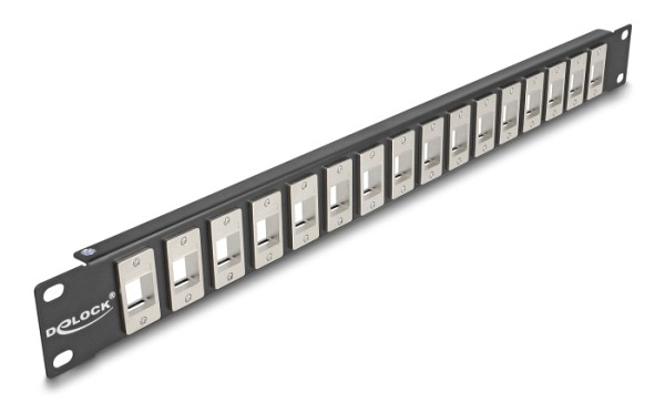 DELOCK Keystone patch panel 66758, 19/1U, 16x ports, μαύρο 66758