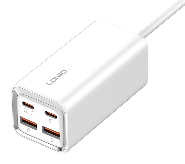 LDNIO σταθμός φόρτισης A4610C, 2x USB-C & 2x USB, 65W, PD/QC, λευκός 6933138601006