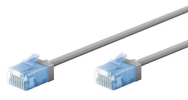 GOOBAY καλώδιο δικτύου 74222, CAT 6A U/UTP, slim, copper, 10Gbps, 1m, γκρι 74222