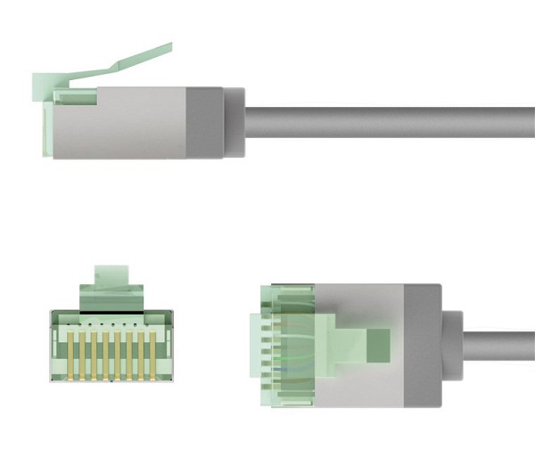 GOOBAY καλώδιο δικτύου 74344, CAT 8.1 U/FTP, slim, copper, 40Gbps, 0.25m, γκρι 74344