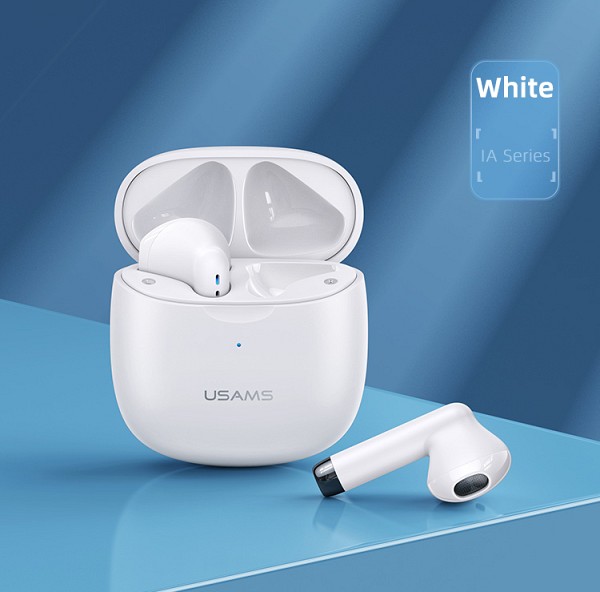 USAMS earphones IA04 με θήκη φόρτισης, True Wireless, Φ13mm, λευκά BHUIA02