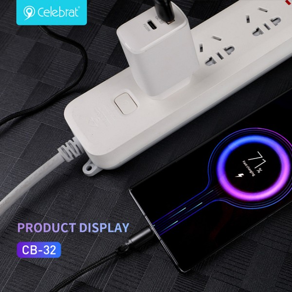 CELEBRAT καλώδιο USB-C σε USB CB-32, 15W, 1m, μαύρο CB-32A-C