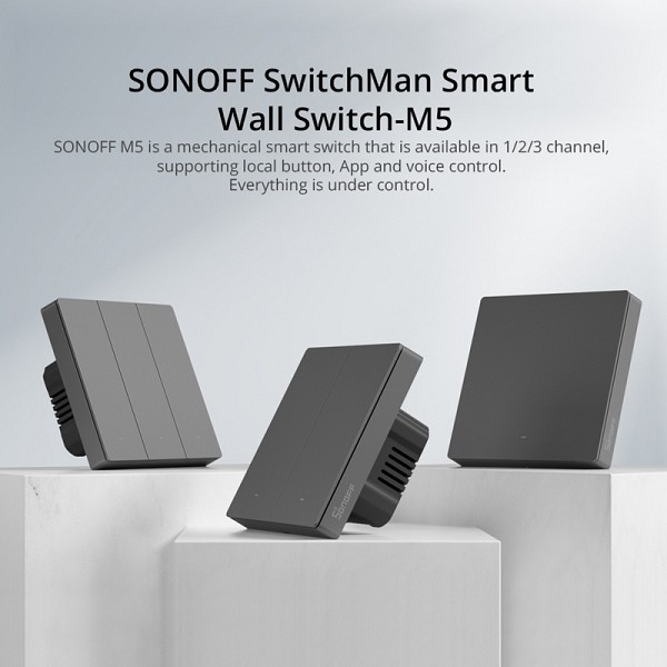 SONOFF smart διακόπτης M5-2C-86, διπλός, WiFi, γκρι M5-2C-86