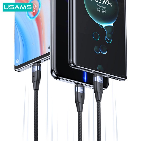 USAMS καλώδιο USB-C σε USB-C US-SJ633, 100W PD, 2m, μαύρο SJ633USB01