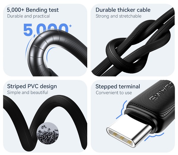 USAMS καλώδιο USB-C σε USB US-SJ688, 15W, 480Mbps, 1m, μαύρο SJ688USB01