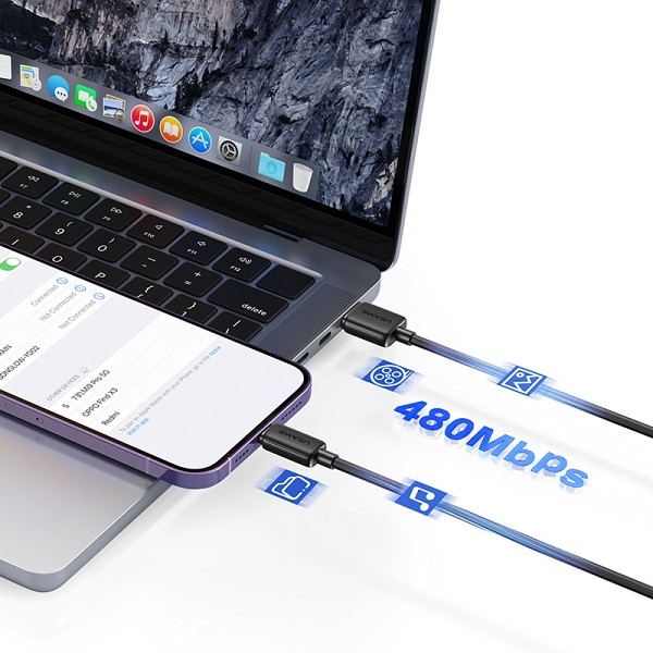 USAMS καλώδιο Lightning σε USB-C US-SJ692, 30W, 480Mbps, 1m, λευκό SJ692USB02