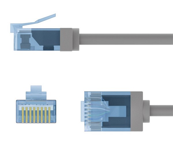 GOOBAY καλώδιο δικτύου 74219, CAT 6A U/UTP, slim, copper, 500MHz, 0.15m, γκρι 74219