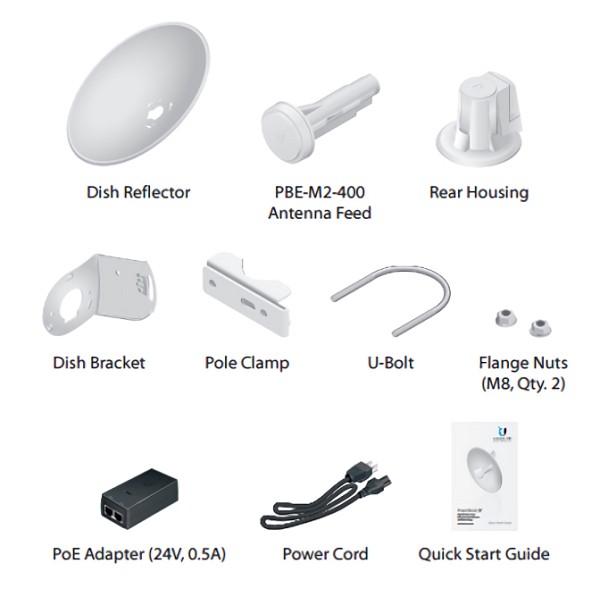 UBIQUITI Access point PBE-M2-400, outdoor, 2.4GHz, 2x18dBi, AirMAX PBE-M2-400