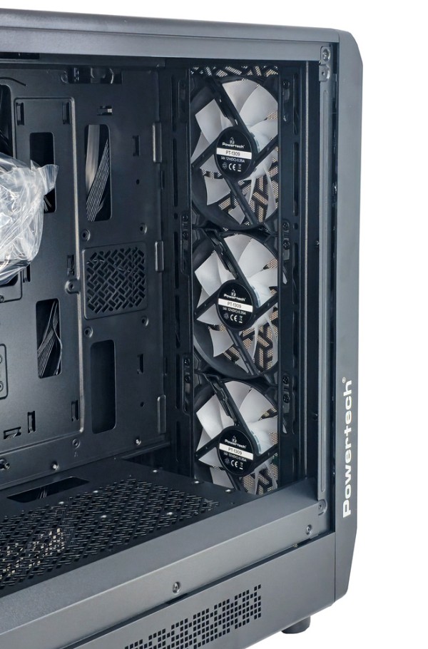 POWERTECH Gaming PC Case PT-1309, tempered glass, 4x ARGB fan, ATX, 340x200x436mm, μαύρο PT-1309