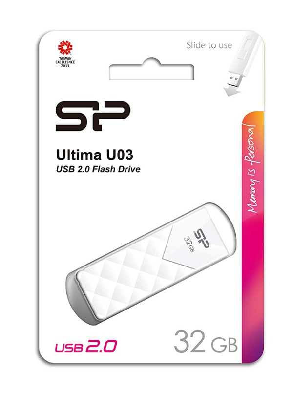 SILICON POWER USB Flash Ultima U03, 32GB, USB 2.0, λευκό SP032GBUF2U03V1W