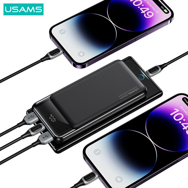 USAMS power bank US-CD198, 3x θύρες εξόδου, 10000mAh, 10W, μαύρο 10KCD19801