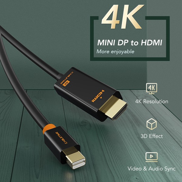 CABLETIME καλώδιο mini DisplayPort σε HDMI CT-AV588-03G4K, 4K/30Hz, 1.8m, μαύρο 5210131109021