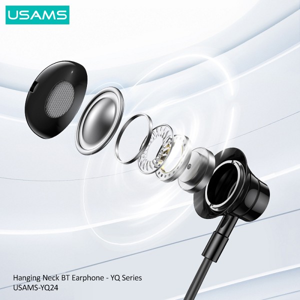 USAMS earphones YQ24 με μαγνήτη, Bluetooth, 130mAh, μαύρα BHUYQ01