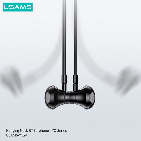 USAMS earphones YQ24 με μαγνήτη, Bluetooth, 130mAh, μαύρα BHUYQ01