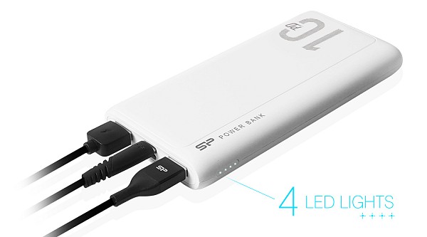 SILICON POWER power bank QP15, 10000mAh, 2x USB & USB Type-C, 3A, λευκό SP10KMAPBKQP150W