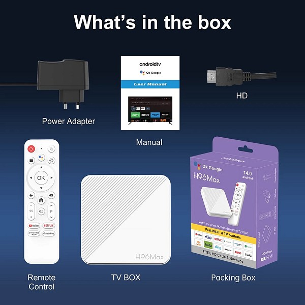 H96 MAX TV Box H313, 4K, 2/16GB, WiFi 6, Bluetooth, Android 14 H96MAX-H313