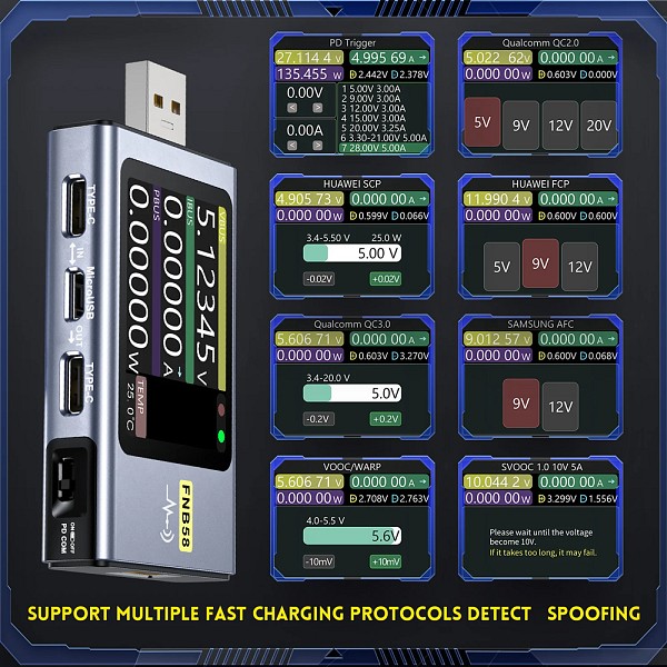 FNIRSI USB tester φόρτισης FNB58 FNR-FNB58