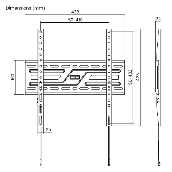 POWERTECH επιτοίχια βάση PT-1373 για τηλεόραση 32-75, έως 75kg, fixed PT-1373