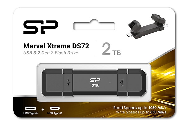 SILICON POWER εξωτερικός SSD Marvel Xtreme DS72, USB-C/USB 3.2, 2TB, μαύρο SP002TBUC3S72VPK