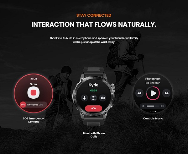 ZEBLAZE smartwatch Stratos 2 Plus, heart rate, 1.43 AMOLED, GPS, μαύρο STRATOS2PLUS-BK