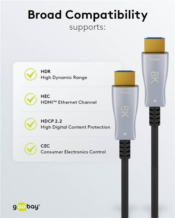 GOOBAY καλώδιο HDMI 2.1 65561 με Ethernet, 8K/60Hz, 48 Gbps, 40m, μαύρο 65561