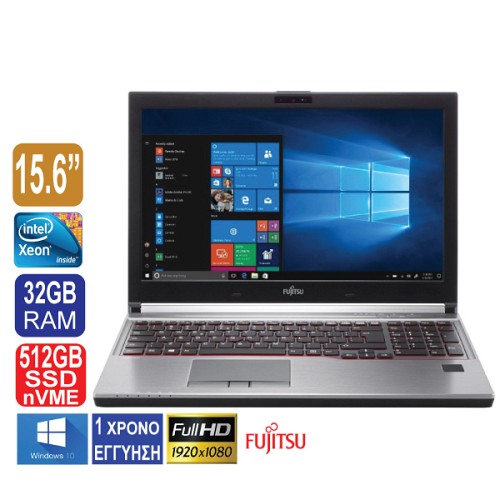 Laptop 15.6" 1920x1080, Fujitsu Celsius H770, Xeon E3-1505Mv6, 32GB, 512GB SSD NVMe, Camera, QuadroM2200(4GB), Win10Pro