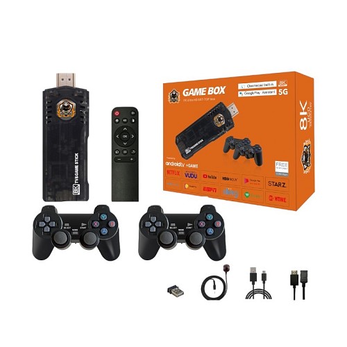 Φορητή κονσόλα παιχνιδιών Stick & Android TV Box με 2 χειριστήρια – X8