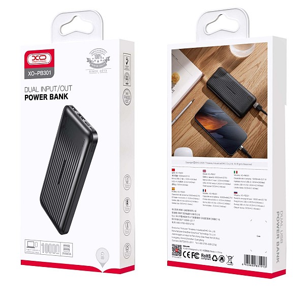 XO PB301 Light Display Powerbank 10000mAh (Μαύρο)