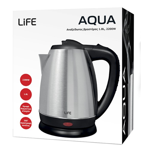 Ανοξείδωτος βραστήρας 1.8L, 2200W LIFE AQUA