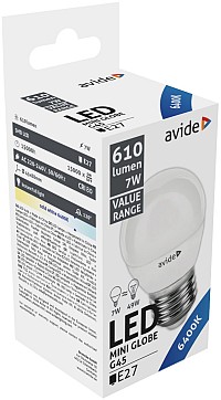 Avide LED Σφαιρική 7W E27 Ψυχρό 6400K Value