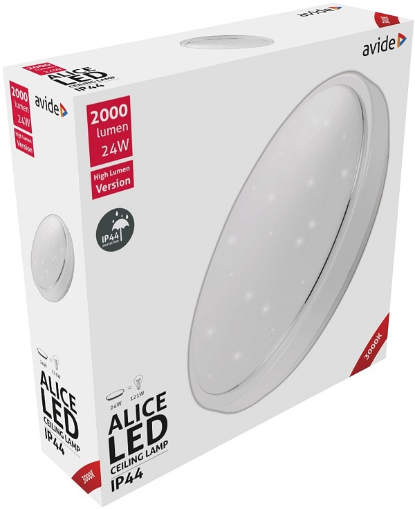 Avide LED Μοντέρνα Πλαφονιέρα Οροφής  Alice IP44 24W 380*110.0mm Θερμό 3000K