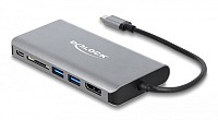 DELOCK docking station 87683, 7 θύρες, USB-C, 100W PD, 4K, MST, γκρι 87683