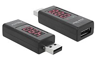 DELOCK αντάπτορας USB 65569 με οθόνη ένδειξης V/A, έως 5V/4A, μαύρος 65569