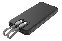 POWERTECH power bank με καλώδια και οθόνη PT-1135 10000mAh, 22.5W, μαύρο PT-1135