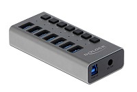 DELOCK USB hub 63669 με διακόπτες, 7x θυρών, 5Gbps, γκρι 63669