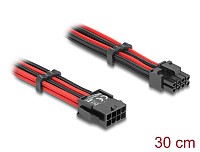 DELOCK καλώδιο 8 pin σε 6+2 pin PCIe 80975 με υφασμάτινη επένδυση, 30cm 80975