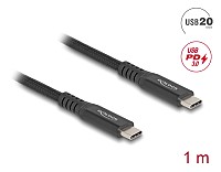 DELOCK καλώδιο USB-C 80024, 100W, 20 Gbps, 1m, USB4, E-Marker, μαύρο 80024