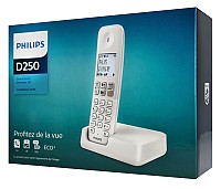 PHILIPS ασύρματο τηλέφωνο D2501W-34, με ελληνικό μενού, λευκό D2501W-34