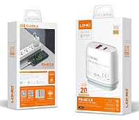 LDNIO φορτιστής τοίχου Q229 με καλώδιο, USB & USB-C, 20W PD, λευκός 6933138601532