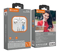 YISON earphones με μικρόφωνο X7, Lightning σύνδεση, Φ14mm, 1.2m, λευκά X7-LWH