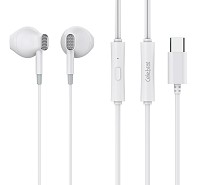 CELEBRAT earphones με μικρόφωνο D12, USB-C σύνδεση, Φ14.2mm, 1.2m, λευκά D12-WH