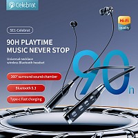 CELEBRAT earphones SE1 με μαγνήτη, Bluetooth, 12mm, 800mAh, μαύρα SE1-BK