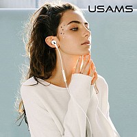 USAMS earphones με μικρόφωνο EP-41, Lightning, Φ10mm, 1.2m, λευκά SJ453HS01