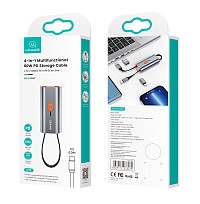 USAMS αντάπτορας USB-C σε USB-C/USB/Lightning SJ560, 60W PD, 0.3m, γκρι SJ560USB01