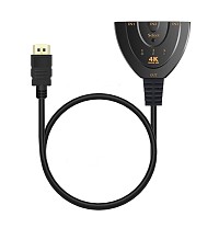 POWERTECH HDMI Switch CAB-H077, 3 σε 1, 4K, 0.50m, μαύρο CAB-H077