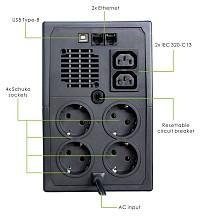 POWERTECH UPS Line Interactive PT-1900LIU, 1900VA, 1140W PT-1900LIU