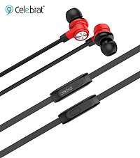 CELEBRAT earphones με μικρόφωνο D9, 3.5mm σύνδεση, Φ10mm, 1.2m, κόκκινα D9-RD